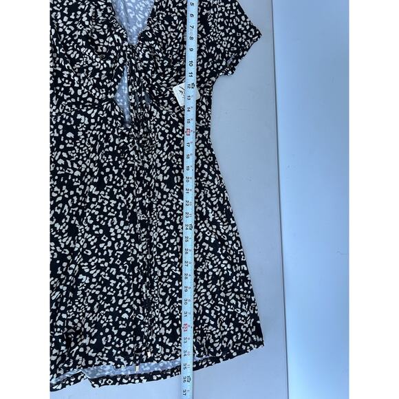 NWT Free People Marsaille Mini Wrap Dress size L Black Animal Print Cut Out - Picture 12 of 13